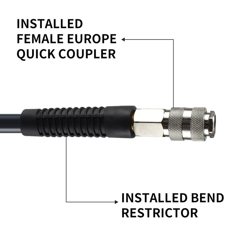 aunstarwei Air Compressor Hose Polyurethane(PU) Recoil Grey with 1/4" Europe