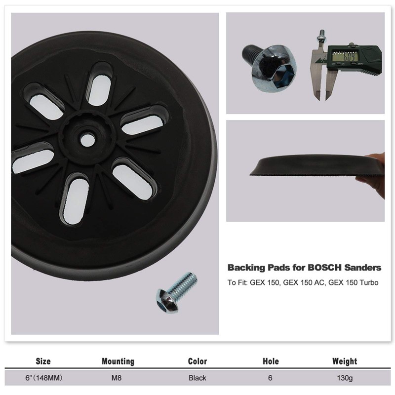 SHEAWA 6" 150mm Sanding Backing Pad Hook Loop 6 Hole
