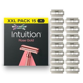Wilkinson Sword Intuition Rose Gold Safety Razor for Women, 15 Safety Razor Blade Refills