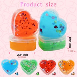 Amyang 12Pack Hearts Slime for Kids School Class Classroom Valentines Day Cards Gifts Prizes Party Favors
