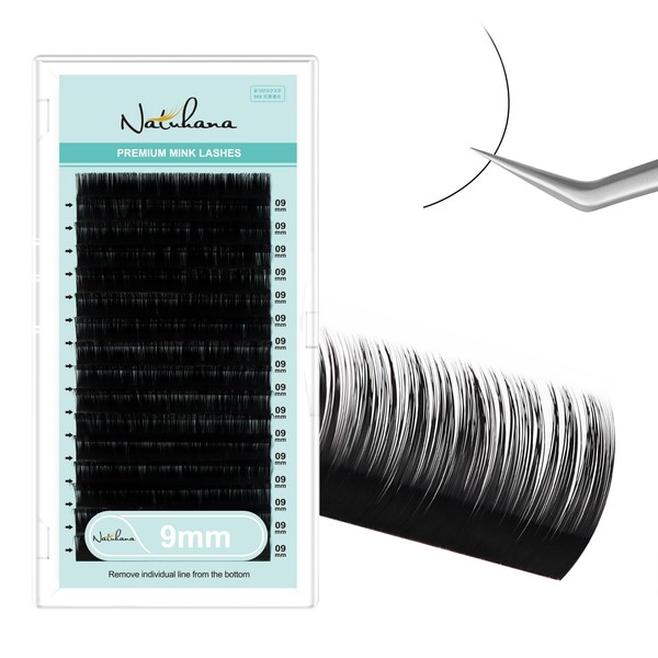 NATUHANA Round Eyelash Extension 0.05mm C Curl 9mm Single Size