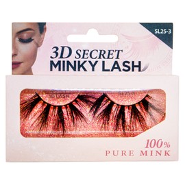 EyeLashes 100% Real Natural Mink 3D luxurious fluffy (25mm long) Real Mink Eyelashes Ella's Jar Hand-made Natural Long Cross False Lashes for Makeup 1 Pair Pack SLC-25-2 (SL25-3)