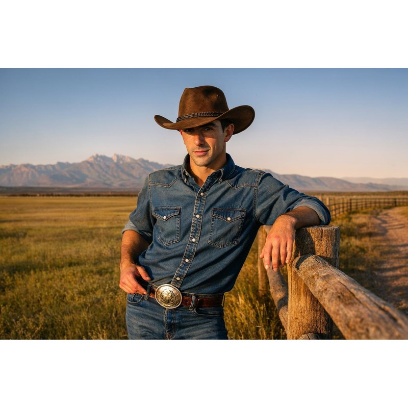 thuizen Men's and Women Classic Western Rolled-up Vegan Suede Decent