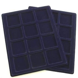 Lighthouse Blue Felt Coin Display Trays Storage Assorted Sizes In Packs Of 2 (12 x 66mm)