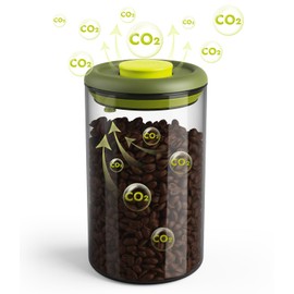iKoffy FreshGuard Airtight Coffee Canister – One-Way CO₂ Valve, UV Protection, 3X Thicker Glass, Dishwasher-Safe Coffee Bean Storage Container for Ground Coffee & Tea, 40.6 fl oz, for 1 lb Beans