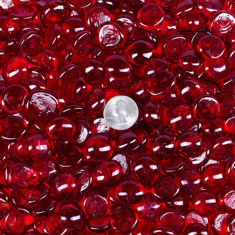 Galashield Flat Glass Marbles for Vases Red Glass Gems Beads