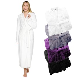 Womens Plush Fleece Bath Robe, Fluffy Long Bathrobe, Great Gift for Mother's Day, Grandma, Daughter, Sister, Wife, Friend