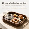Wooden Serving Tray with Metal Handles, Acacia Wood Rectangular Decorative