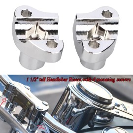 Unbranded 1-1/2"Tall Straight Handlebar Risers Bottom For Harley Dyna Sportster 883 1200