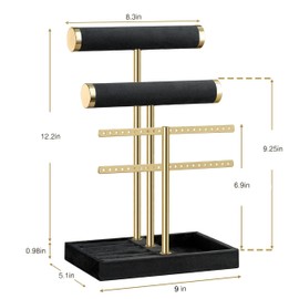 IZOGTQY jewelry holder organizer stand with Velvet Ring display for Necklace Earring Bracelet Rings