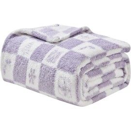 EMME Checkered Gift Blanket Throw Size - 50"*60" Lavender Bed Blanket