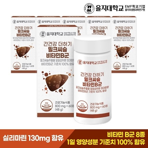 [Eulji University] Liver health plus milk thistle vitamin B complex 60 tablets x 6 (12 months..., none) / [을지대학교] 간건강 더하기 밀크씨슬 비타민B군 60정x6개(12개월..., 없음