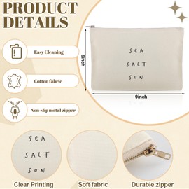 Sunnymove Sea Salt Sun Summer Beach Cosmetic Bag and Travel Make up Pouch Makeup Bag Daily Use Zipper Purse Summer Cosmetic Pouch for Women Girls Gifts Beach Travel Essentials Beige