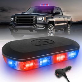 HLauto 700A Rooftop Emergency Strobe Lights Bar, 72 LED Red Blue Mini Beacon Safety Flashing Warning Traffic Lights Bar w/Magnetic Base for 12-24V Trucks, Construction Vehicles, Snowplow, Cars