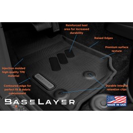 BaseLayer Floor Mats for Jeep Wrangler JK and Unlimited (2014-2018) 4-Door & 2-Door - Made in USA – Premium All-Weather Mats - Front (Pink Logo) - not for Wrangler JL