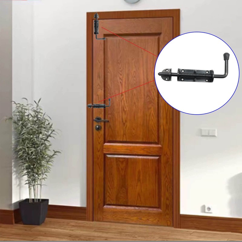 Black 2 Packs 8.5 Inch Heavy Duty Spring Loaded Latch