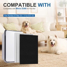 ADDUBEAU D360 Replacement Filter D3 Compatible with Winix D360 Air Puri-Fier, 2 H13 True HEPA Filters + 8 Activated Carbon Pre-Filters, Part Number 1712-0101-02