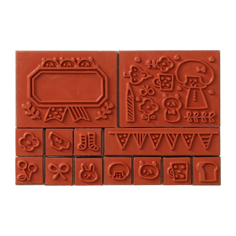 mizutama Marks Wooden Stamp Set Mix MZT-STM2-C