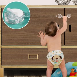 KEWAYO 8pcs Child Safety Lock Transparent Anti-Opening Multi-Functional Soft Strap Safety Lock Anti Pinch Safety Protection Buckle