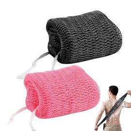 2 Piezas African Net Sponge, Esponja Para Baño Con Nudos, Limpieza Profunda Para Piel Seca, Experiencia De Ducha Tradicional, Textura Suave, Dimensiones 30 x 80 Cm, 100% Poliéster, Color Rosa Y Negro