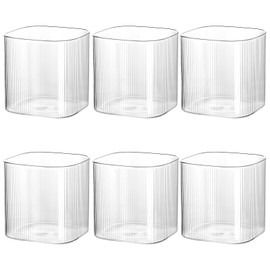6 Pack Square Glass Vases for Centerpieces 4" x 4" x 4", Clear Flower Vases