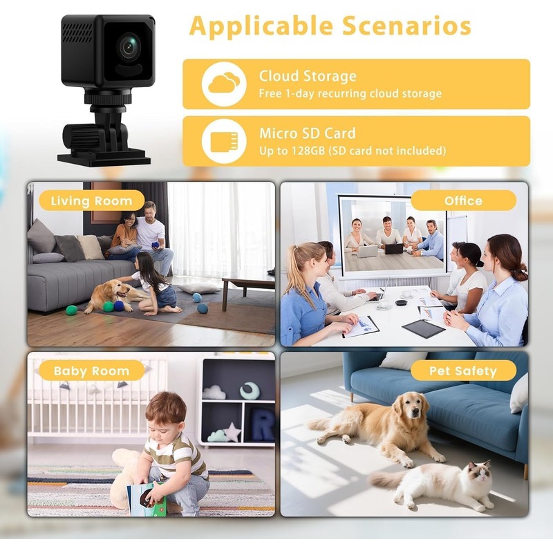 EKJANEPE Mini Camera, Mini Home Security Camera, 4K Wireless WiFi