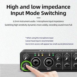 Depusheng RX2 usb audio interface computer recording sound card, home studio audio interface, can connect 48V condenser microphone, guitar recording