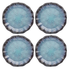 Karma, 10.75 inches Melamine Dinner Plates Set of 4, Reusable Dishwasher Safe Plates for Outdoor and Indoor, Olivia Blue