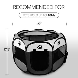 Wxrhiyer Pet Puppy Dog Playpen Portable, 27” Foldable Crate for Small Dog and Cat,Dog Kennel with Carry Bag, Pop Up Dog Playpen(Black)