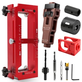 ALL-IN-ONE Door Hinge Jig, Door Lock and Door Latch Installation Kit, Aluminum Alloy Router Template for Hinge Mortising from 2.5" to 5" and Types of Square, 1/4", 5/8" Radius, Door Hole Drilling Kit