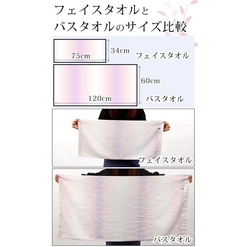 Imabari Towel, Bath Towel, 100% Cotton, Bud Pattern, 23.6 x