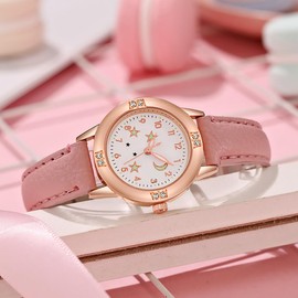 Children's Wristwatch, Quartz, Analog Display, Girls, Children's Watch, Cute, Children's Day, School Entrance Commute, Kindergarten, Back to School, Birthday, Celebration, Gift, Pink