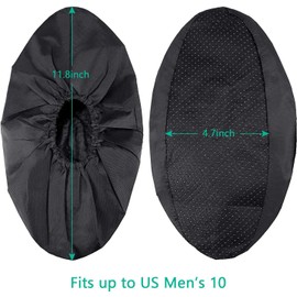 Xrten 8 Pairs Non Slip Reusable Waterproof Shoe Cover for Carpet Floor Home Use, 30CM(Black)