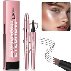 Magic Eyebrow Pencil - 2024 New Magic Eyebrow Microblading Pen/Upgrade 4-Tipped 3D Waterproof Microblading Eyebrow Pencil Contouring Pen for Natural Eyeliner Makeup (01 Light Brown)