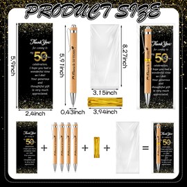 Sayglossy 50 Sets 50th Birthday Party Favors for Guests Include 50 Cheers to 50 Years Ballpoint Pens with 50 Thank You Cards 100 Bags and Twist Ties for Anniversary Wedding Shower