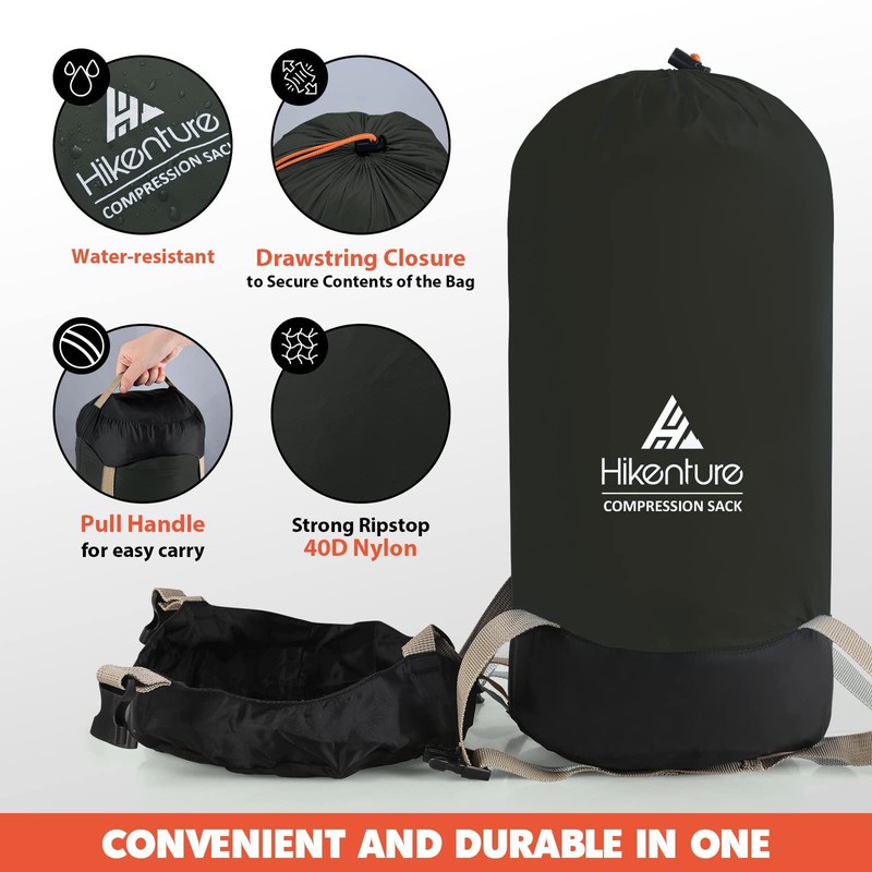 Hikenture Sleeping Bag Stuff Sack, Space Saving Compression Sack, Water-