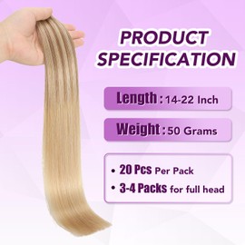Sindra 22" Golden Brown Mixed Honey Gold Tone Human Hair Extensions Tape in Hair Extensions Natural Hair 20pcs 50g (T55-10/16/16)