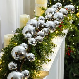 Dingion 6 ft Christmas Ornament Ball Garland Xmas Disco Ball Hanging Decoration Shatterproof Ornament Garland for Christmas Tree Mantel Fireplace Stair Indoor Outdoor Party