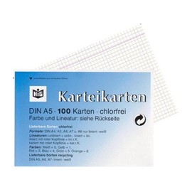 HIG K5 KAR 0 Index Cards A5 Pack of 100 White Squared