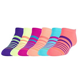 GOLDTOE Big Girls' 6-Pack Liner Socks Stripes Large