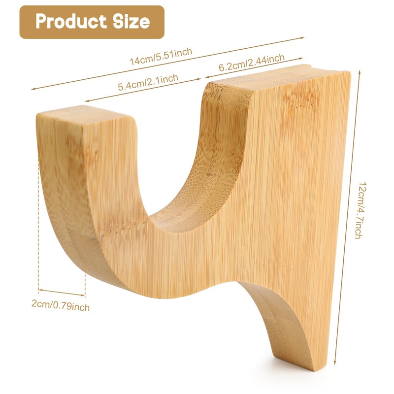 2 Pack Wooden Curtain Rod Brackets Multipurpose Curtain Rod Holders