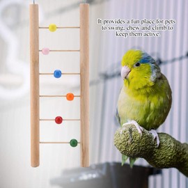 Parrot Ladder, Wooden 6 Ladder Climbing Toy Hanging Swing for Birds Parakeet Cockatiel African Grey Cockatoo Lovebird Finch(Beads)