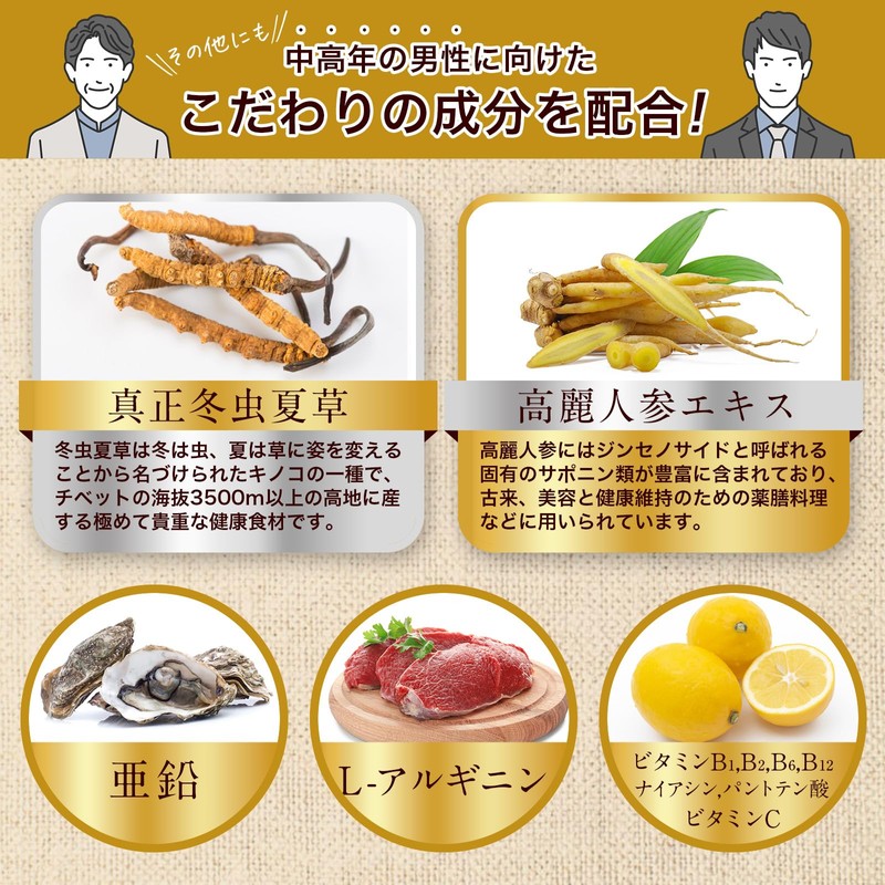 【製薬会社監修】山芋エキスプラス 中高年男性応援サプリ 亜鉛 アルギニン 高麗人参 ビタミンB 野中烏犀園 180粒 (30日分)