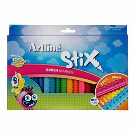 Artline Stix Brush Pens Markers Connecting - Pack of 20