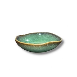 VOMANA Ceramic Decorative Bowl with Green Glaze, 8'' Small Candy Bowl, Key Dish for Entryway Table, Home Decor Accent, Trinket Tray Holder for Nightstand Ring Gift (8'' Green)