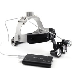 DOC.ROYAL Binocular 3.5X420mm Leather Headband Loupe with 3W LED Headlight（Black）