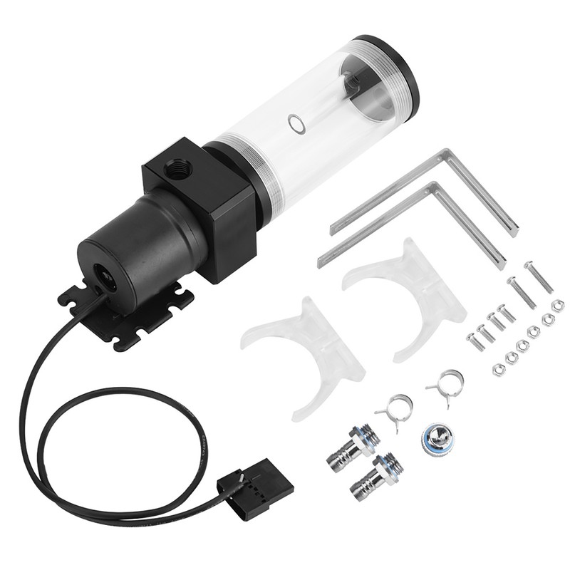 Acrylic Computer DIY Water Cooling Tank Cylinder Reservoir 19W Pump