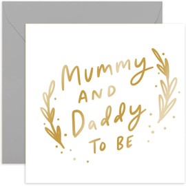 Old English Co. Mummy and Daddy To Be Card for Expecting Parents - Congratulations Pregnancy Announcement Card for Couple - Baby Shower Card for Him and Her | Blank Inside with Envelope