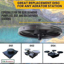 Diamond Pumps 12 Inch Round Disc Air Diffuser Replacement Aerator for Ponds Aquarium Water Treatment Lakes Hydroponic Aquaculture Farming Including Fish Mollusks Crustaceans and Aquatic Plants