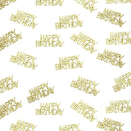 Vofrise Gold Happy Birthday Confetti for Tables Glitter Birthday Party Table Scatters for Adult/Kids Birthday Anniversary DIY Crafts Party Supplies 100PC